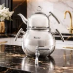 کتری و قوری نزاز NEZAZ خمره ای 4/5 لیتری قوری استیل مدل چدن