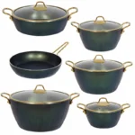 سرویس قابلمه 11 پارچه گرانیتی فورج مدل Viola ( دسته و درب طلایی )