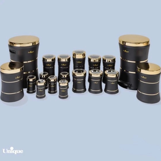 سرویس 18 پارچه کمر باریک خطی مشکی طلایی یونیک UN-4595