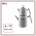 کتری قوری لوله ‌دار طوسی کمرنگ نزاز کد 5016 | ظرفیت ۲ لیتر استیل