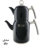 کتری قوری لوله دار مشکی براق نزاز کد 5016 گنجایش ۲ لیتر