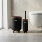 سطل و برس مدل سلین طرح چوب ‌رنگ مشکی جنس محصول : ABS