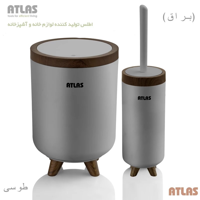 سطل و برس مدل سلین طرح چوب رنگ مشکی جنس محصول : ABS