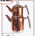 کتری قوری لوله دار مسی نزاز کد 5016 گنجایش ۲ لیتر
