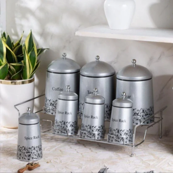 سرویس ۸ پارچه ادویه و پاسماوری ریور مدل کنیک رنگ طوسی