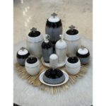 سرویس پاسماوری ۱۴ پارچه چینی مدل روشا طرح بیضی گل پنبه