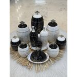 سرویس پاسماوری ۱۴ پارچه چینی مدل روشا طرح بیضی گل پنبه