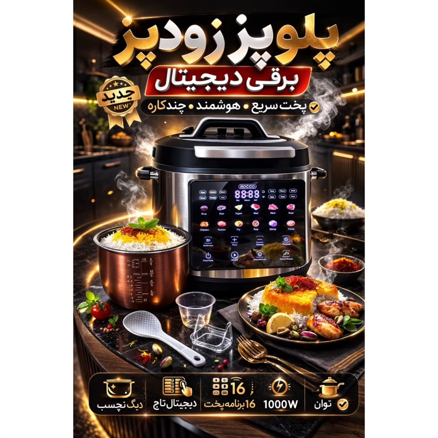 مولتی کوکر 24 کاره روکو Rocco | زودپز برقی 6 لیتری